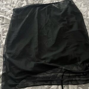 Elegant Black Shirred Side Sheer Sarong